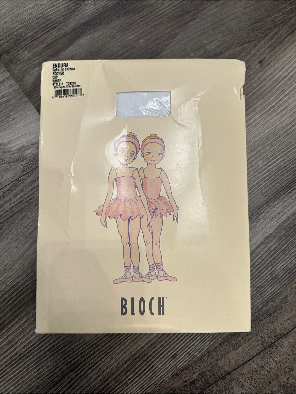 Bloch Kids Ballet Tights in Cream with Pink Ballerina Print